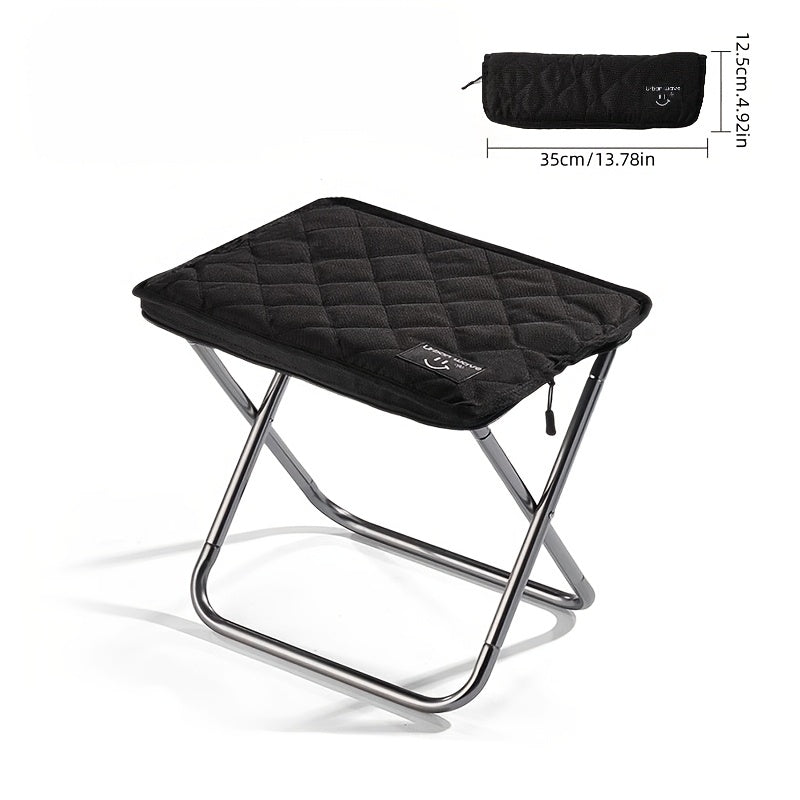 URBANWAVE Portable Folding Stool - Lightweight Aluminum Alloy Square Chair with Quilted Design, Ideal for Camping, Picnics, and Travel, Includes Carrying Bag,