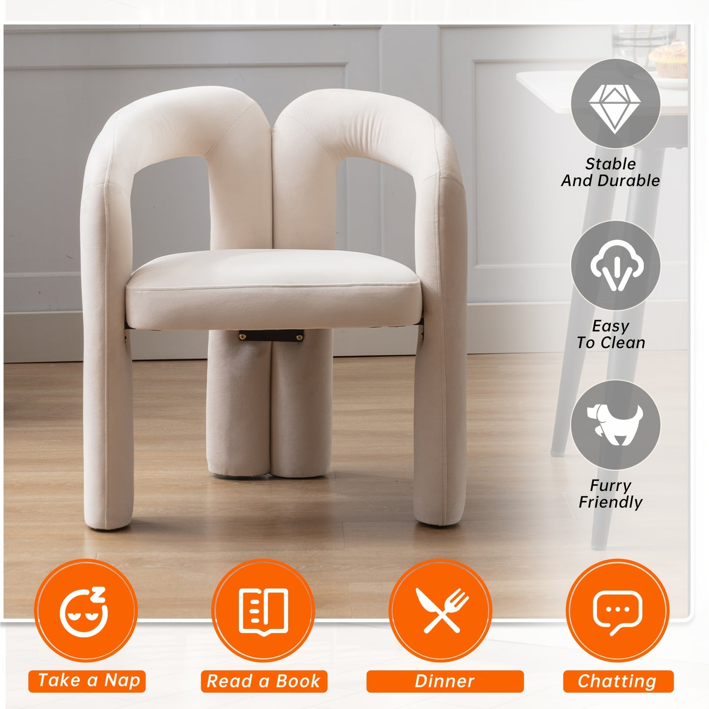 Set Of 2pcs Contemporary Designed Velvet Fabric Upholstered Accent\u002FDining Chair\u002FBarrel Side Chairs Kitchen Armchair for Living Room
