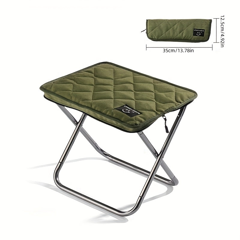 URBANWAVE Portable Folding Stool - Lightweight Aluminum Alloy Square Chair with Quilted Design, Ideal for Camping, Picnics, and Travel, Includes Carrying Bag,
