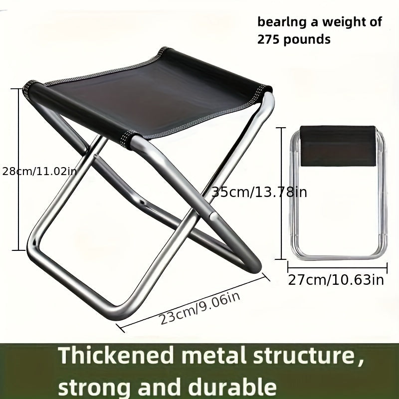 Ultra-Lightweight Compact Folding Stool - Durable Metal Frame, Quick-Fold Portable Design for Travel, Camping, Fishing & Outdoor Adventures