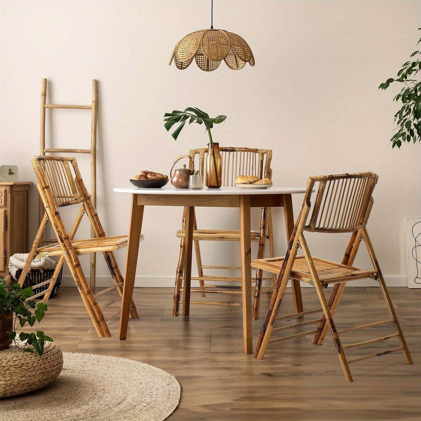 Bonnlo Bamboo Folding Chairs 1\u002F 2\u002F 4 Pack Foldable Dining Wood Chairs for Outdoor Indoor Garden Patio Lawn Porch Wedding Party Event Banquet