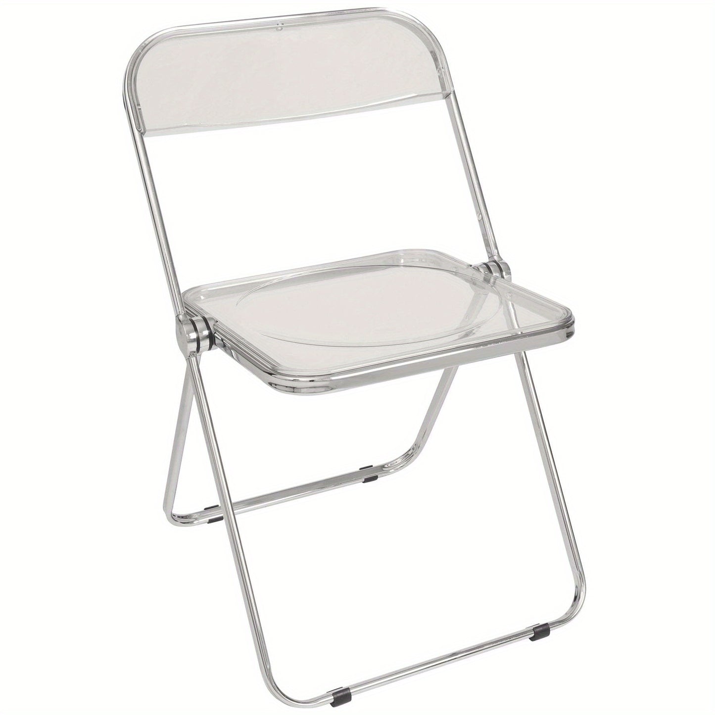 Modern Clear Folding Chair with Metal Frame – Lightweight, Ergonomic Design for Indoor Use, Ideal for Dining Room, Office, and Events, Foldable Chair