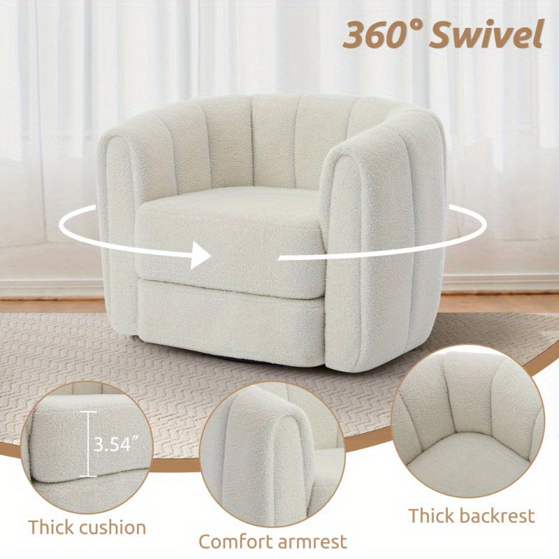 Modern Swivel Barrel Chair - Ergonomic Office & Living Room Armchair with 360-Degree Rotation, Sturdy Metal Base, Compact Space-Saving Design