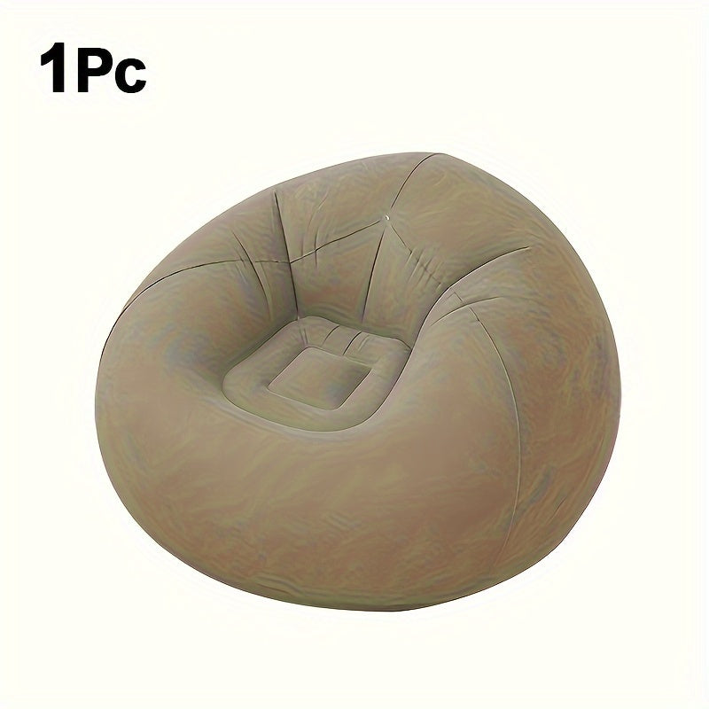 1pc Soybean Bag Chair, Inflatable Sofa Chair, Soft, Comfortable, Outdoor, Lazy Seat, Tatami Chair, Sofa Cover, Lazy Sofa, Circular Single Sofa, Living Room,