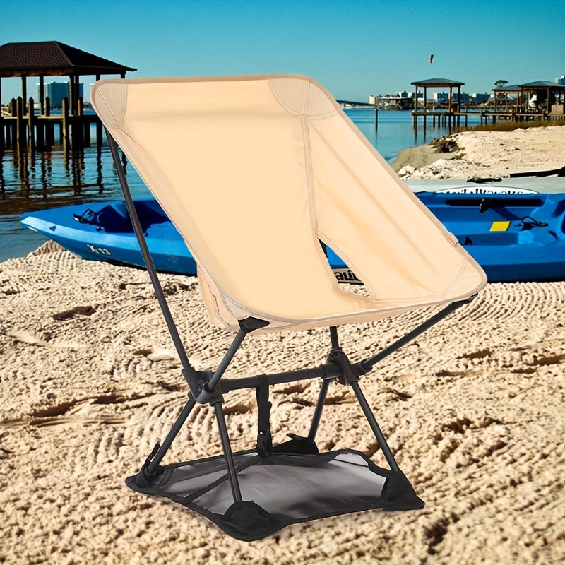 1pc Outdoor Moon Chair with Anti-Sink Pad, Portable Folding Table and Chair Set for Balcony, Bathroom, Garden - Breathable & Lightweight Design, Outdoor Furniture,