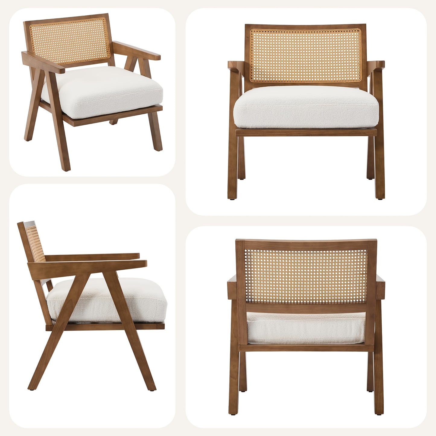 Mid-Century Modern Accent Chair - Heavy-Duty Living Room, Office, or Bedroom Chair with Sturdy Wood Legs, Easy Assembly, No Electrical Needed