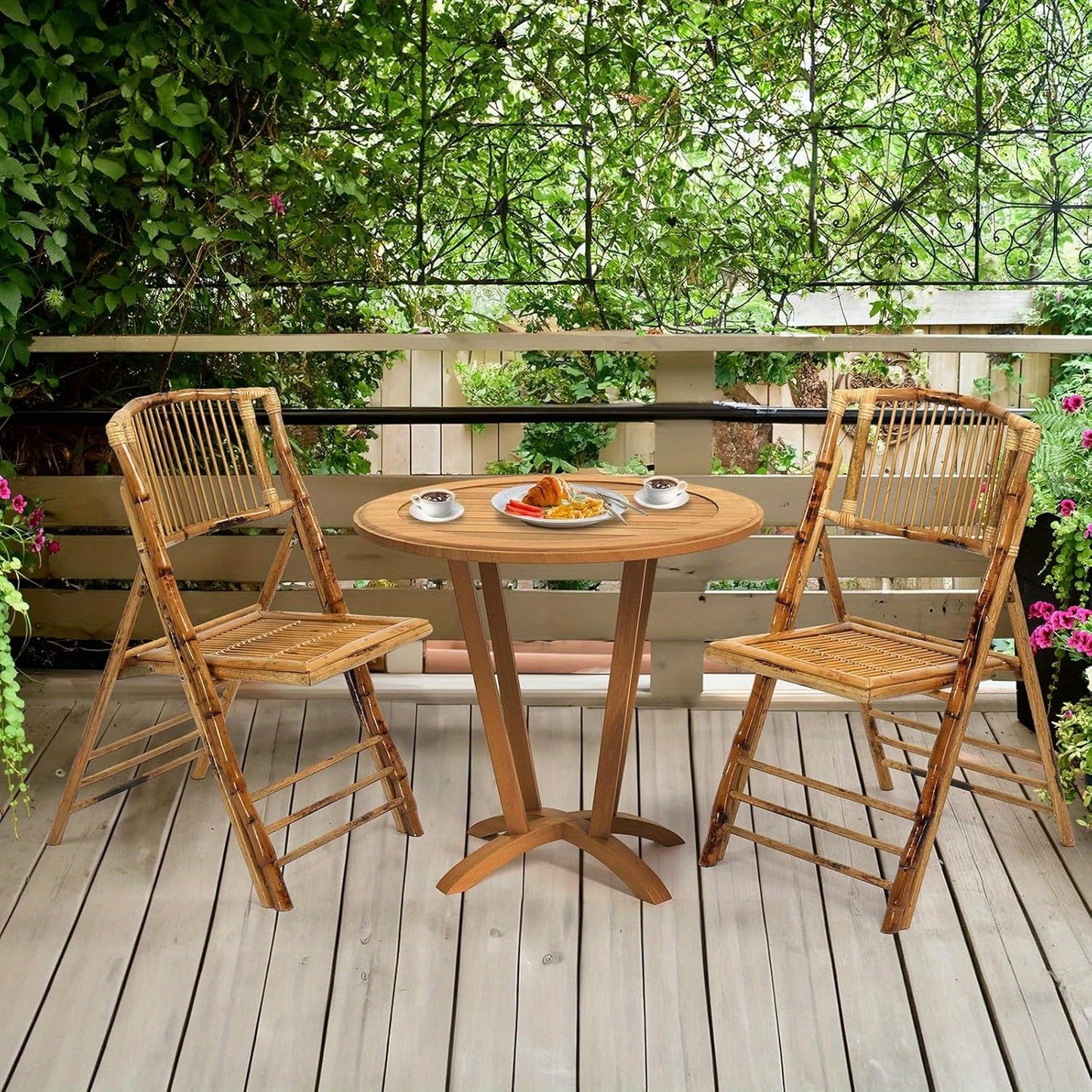 Bonnlo Bamboo Folding Chairs 1\u002F 2\u002F 4 Pack Foldable Dining Wood Chairs for Outdoor Indoor Garden Patio Lawn Porch Wedding Party Event Banquet
