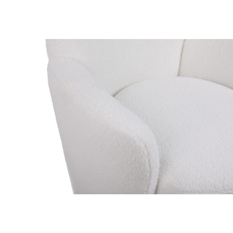 Teddy 360° Swivel Barrel Accent Chair - Plush Round Reading Armchair with Golden Stainless Steel Base, Ivory Upholstery, No Assembly Required for Living Room & Bedroom