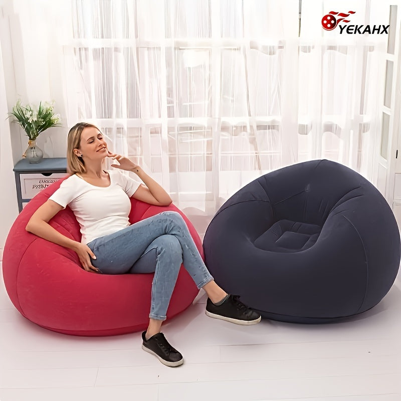 1pc Soybean Bag Chair, Inflatable Sofa Chair, Soft, Comfortable, Outdoor, Lazy Seat, Tatami Chair, Sofa Cover, Lazy Sofa, Circular Single Sofa, Living Room,