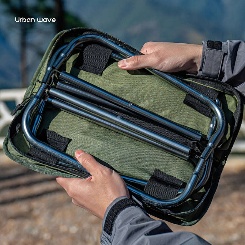 URBANWAVE Portable Folding Stool - Lightweight Aluminum Alloy Square Chair with Quilted Design, Ideal for Camping, Picnics, and Travel, Includes Carrying Bag,