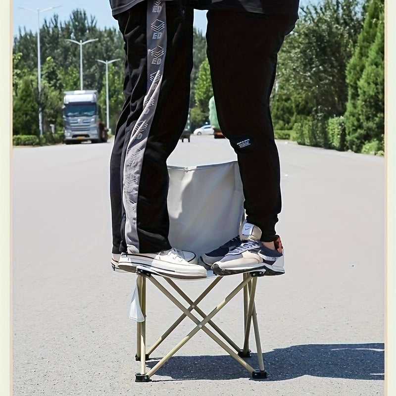 Portable Folding Camping Chair with Floral Backrest & Side Pockets - Lightweight Steel Frame, Durable Oxford Fabric, Compact Foldable Design for Outdoor Fishing,