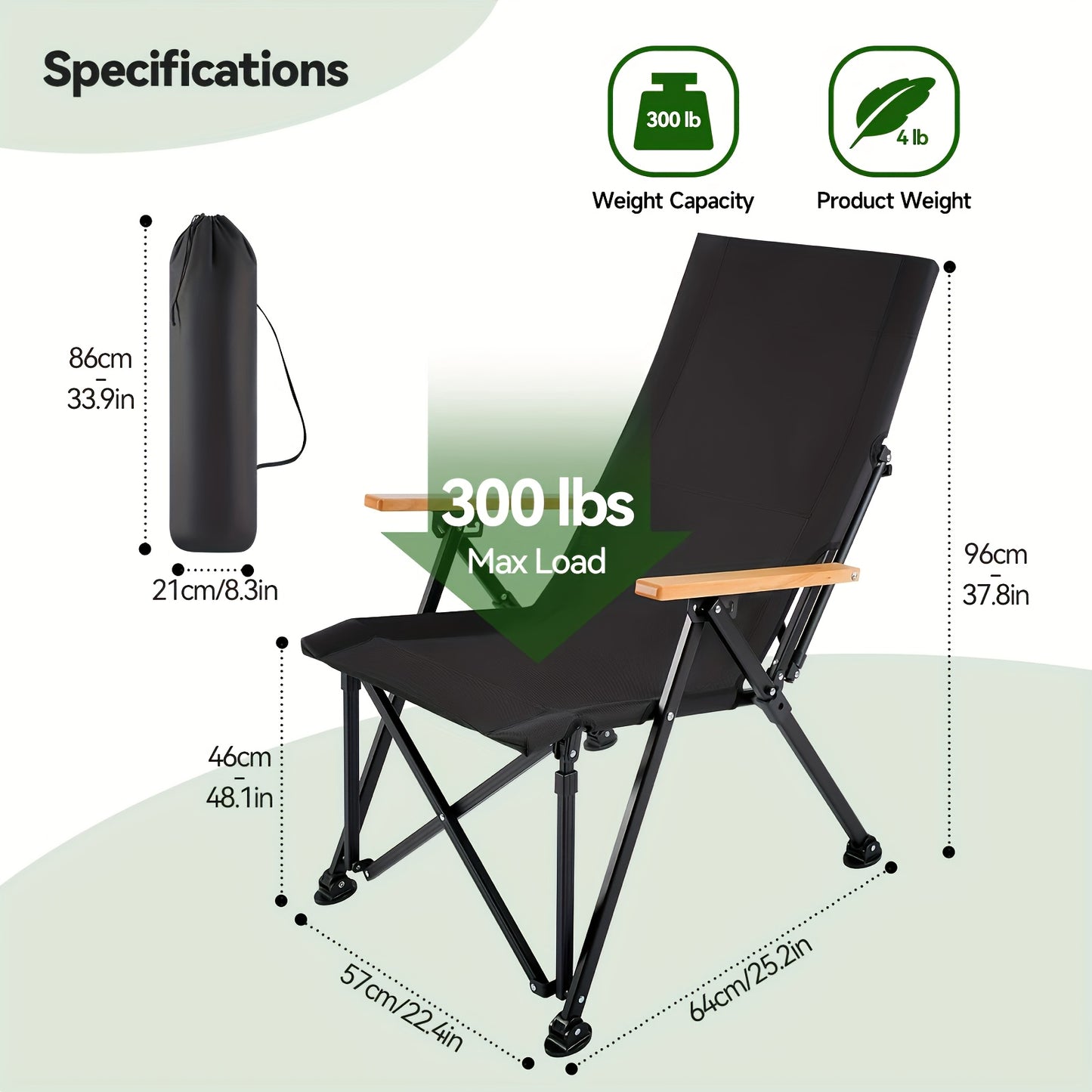 Portable Folding Camping Chair with Armrests - Lightweight Outdoor Beach & Picnic Chair, Ergonomic Design, Durable Black Frame & Orange Accents,