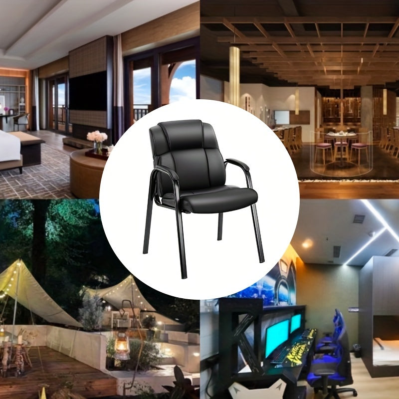 Comfortable Leather Guest Chair with Cushioned Arms-Ideal for Reception, Conference Rooms, Side Office Desks Or Home Use APPLE