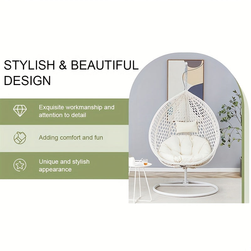 Egg Chair Indoor, Hanging Egg Chair With Stand, Egg Chair Outdoor With Cushions And Pillows, Egg Swing Chair, Stylish Design, Sturdy And Durable, Soft And Comfortable,