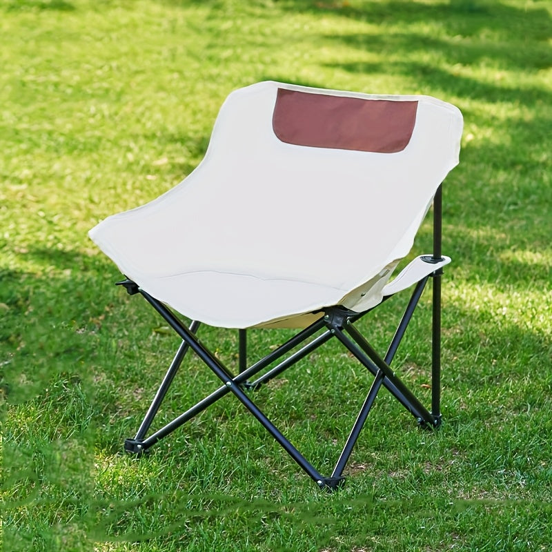 SUNCOJIA Portable Folding Camping Chair, Steel Frame with Oxford Fabric Cover, Backrest Moon Chair for Fishing, Hiking, and Travel, Compact and Durable Design,