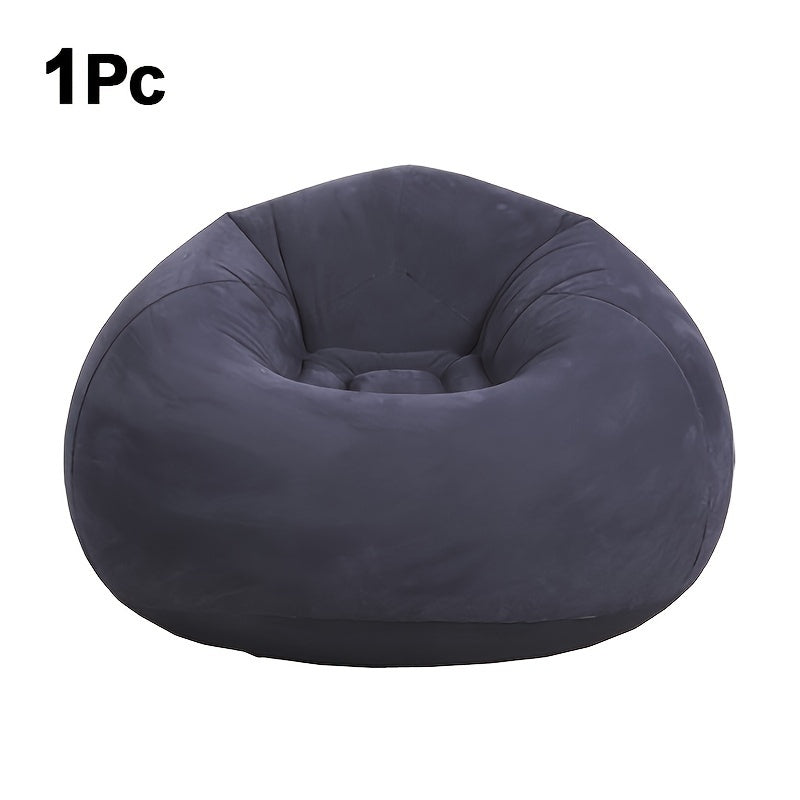 1pc Soybean Bag Chair, Inflatable Sofa Chair, Soft, Comfortable, Outdoor, Lazy Seat, Tatami Chair, Sofa Cover, Lazy Sofa, Circular Single Sofa, Living Room,