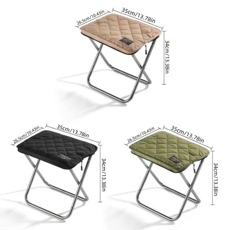URBANWAVE Portable Folding Stool - Lightweight Aluminum Alloy Square Chair with Quilted Design, Ideal for Camping, Picnics, and Travel, Includes Carrying Bag,