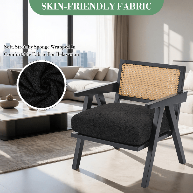 Mid-Century Modern Accent Chair - Heavy-Duty Living Room, Office, or Bedroom Chair with Sturdy Wood Legs, Easy Assembly, No Electrical Needed