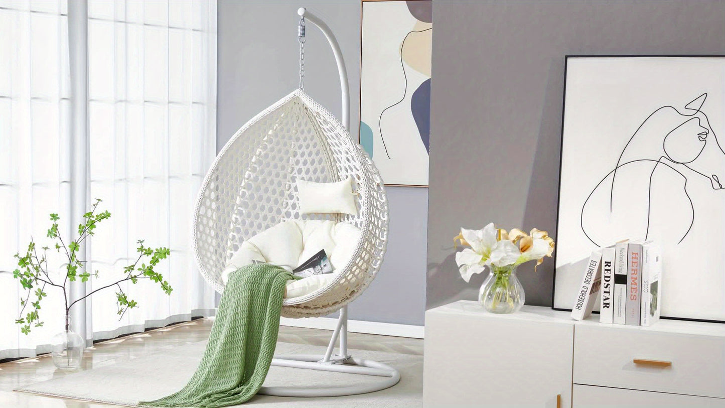 Egg Chair Indoor, Hanging Egg Chair With Stand, Egg Chair Outdoor With Cushions And Pillows, Egg Swing Chair, Stylish Design, Sturdy And Durable, Soft And Comfortable,