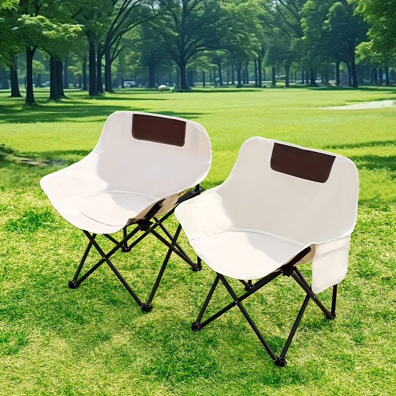 SUNCOJIA Portable Folding Camping Chair, Steel Frame with Oxford Fabric Cover, Backrest Moon Chair for Fishing, Hiking, and Travel, Compact and Durable Design,
