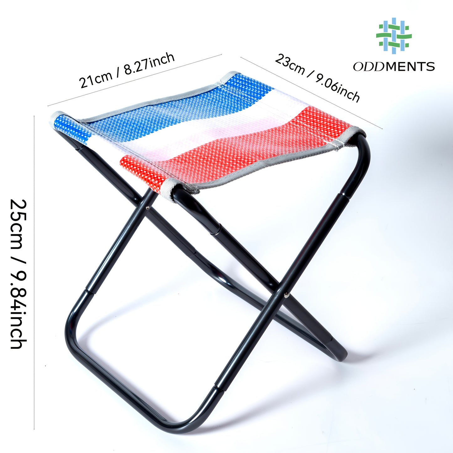 ODDMENTS Portable Folding Camping Chair - Lightweight & Easy to Store, Durable Black Frame