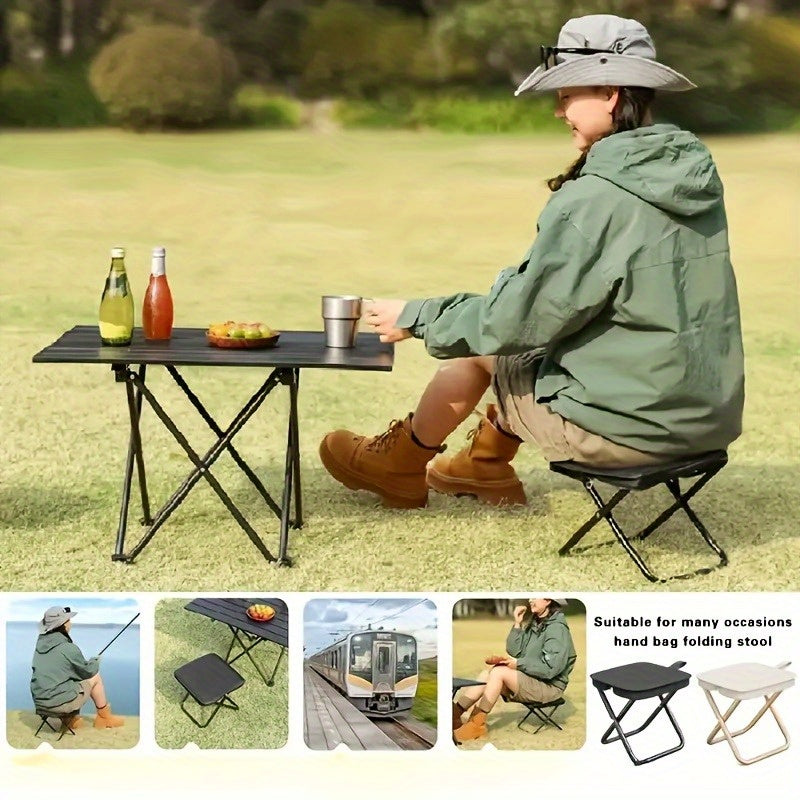 Lightweight Portable Folding Chair - Compact Travel Seat with Iron Alloy Frame, 3-Step Swivel Design for Outdoor Camping, Picnic, and Fishing Enthusiasts,