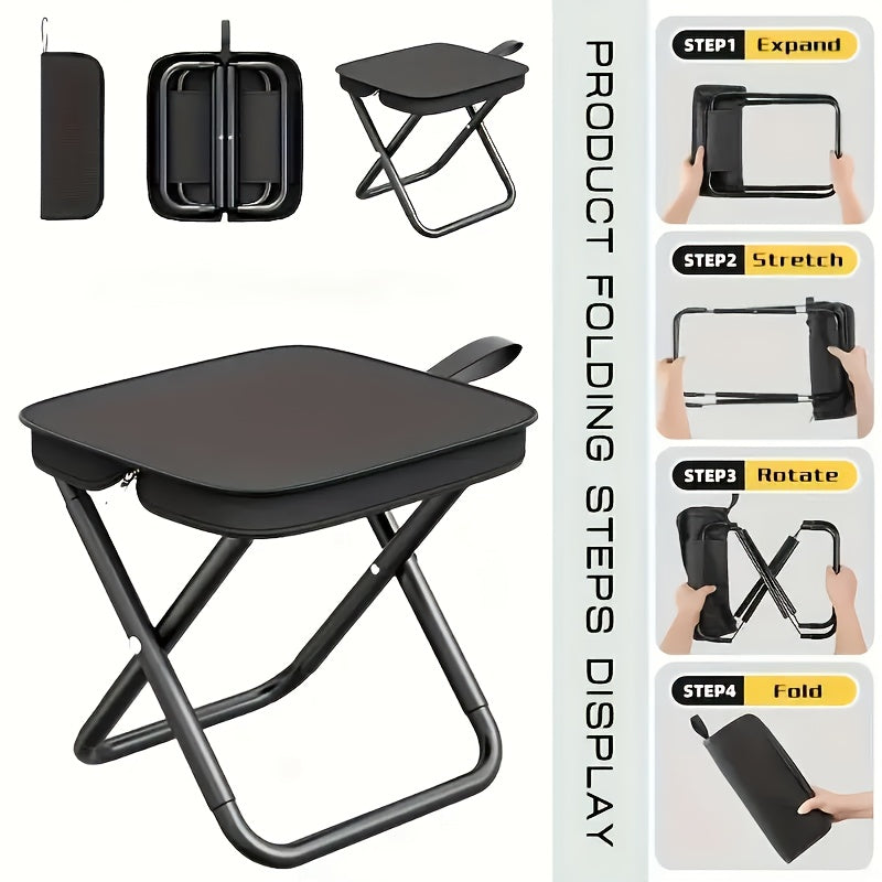 Lightweight Portable Folding Chair - Compact Travel Seat with Iron Alloy Frame, 3-Step Swivel Design for Outdoor Camping, Picnic, and Fishing Enthusiasts,