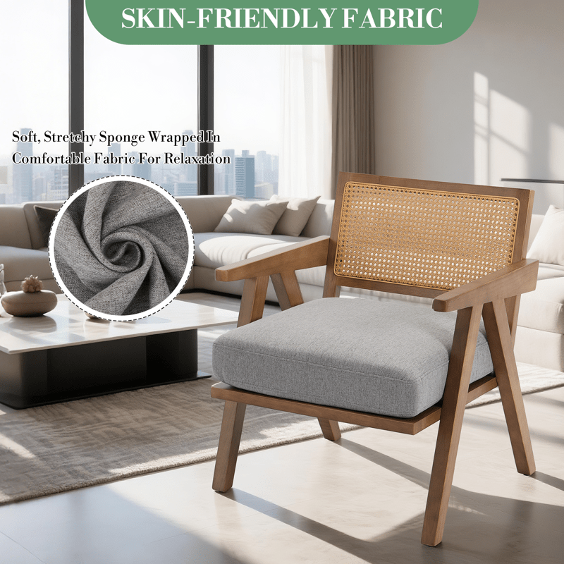 Mid-Century Modern Accent Chair - Heavy-Duty Living Room, Office, or Bedroom Chair with Sturdy Wood Legs, Easy Assembly, No Electrical Needed