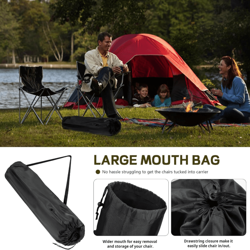 1pc Extra Large Portable Folding Chair Storage Bag with Handle - Durable Compact Lightweight Design for Beach, Travel, Camping & Sports - Black,