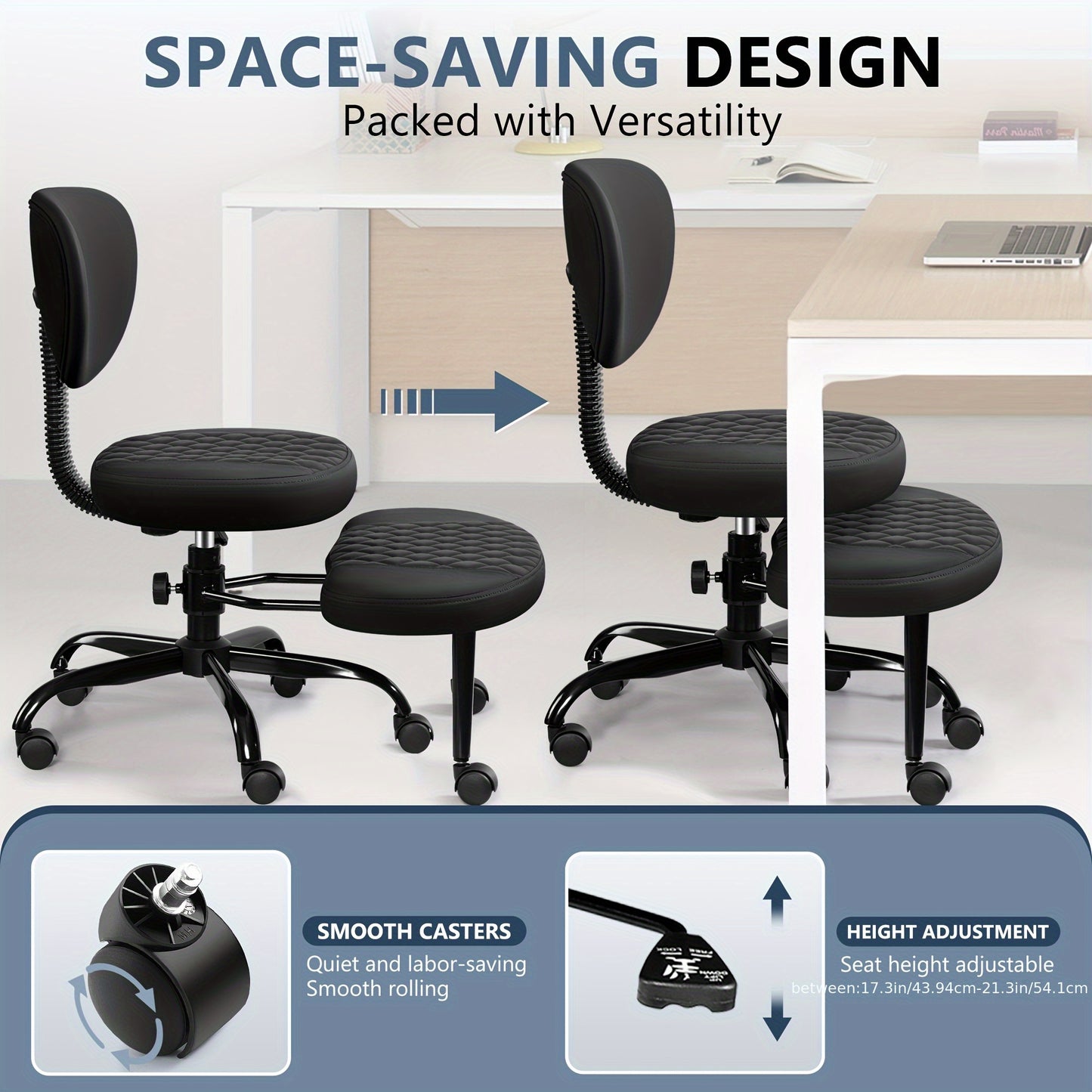 Ergonomic Cross-Legged Chair Kerdom Ergonomic Adjustable Height Cross-Legged Chair | 360° Swivel & 5-Wheel Rolling Base, Soft Padded Comfort for Home Office,