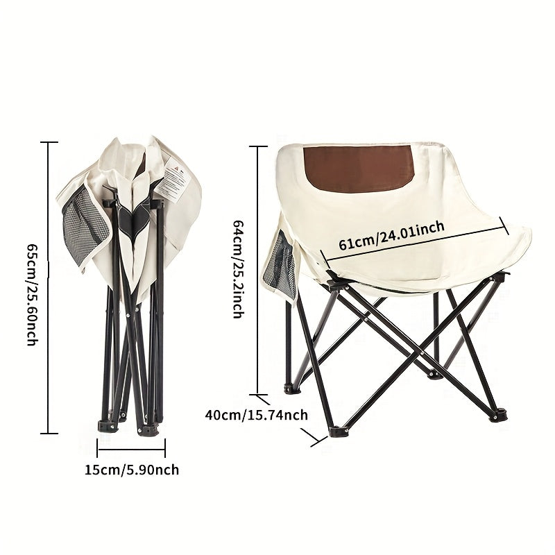SUNCOJIA Portable Folding Camping Chair, Steel Frame with Oxford Fabric Cover, Backrest Moon Chair for Fishing, Hiking, and Travel, Compact and Durable Design,
