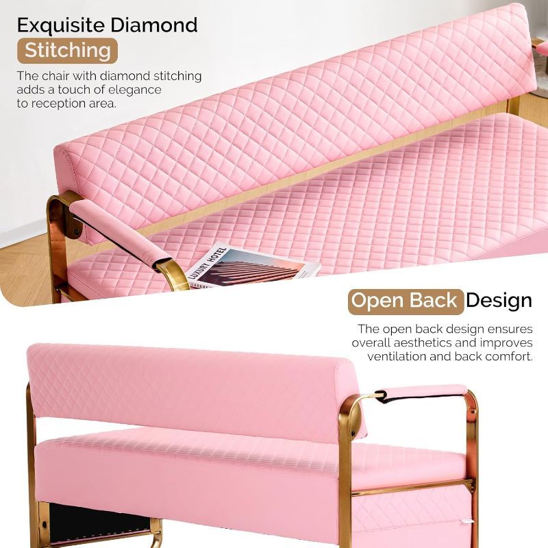 Elegant OmySalon Waiting Room Chair with Arms - 57.5\