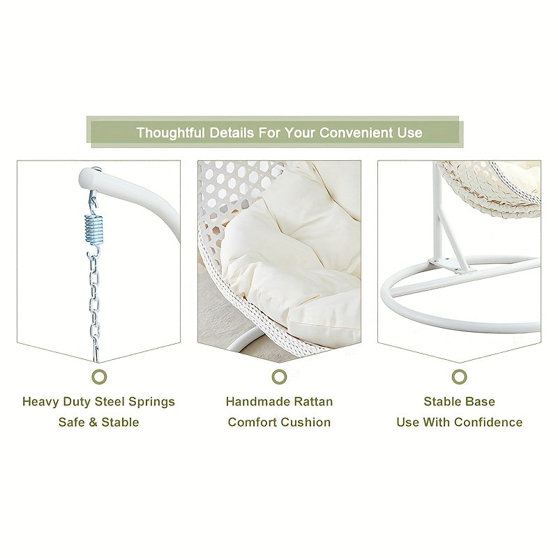 Egg Chair Indoor, Hanging Egg Chair With Stand, Egg Chair Outdoor With Cushions And Pillows, Egg Swing Chair, Stylish Design, Sturdy And Durable, Soft And Comfortable,