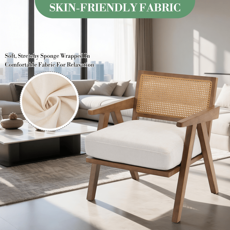 Mid-Century Modern Accent Chair - Heavy-Duty Living Room, Office, or Bedroom Chair with Sturdy Wood Legs, Easy Assembly, No Electrical Needed