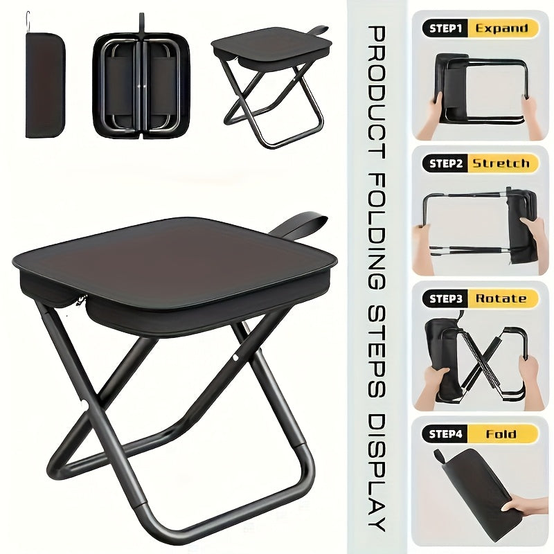 Lightweight Portable Folding Chair - Compact Travel Seat with Iron Alloy Frame, 3-Step Swivel Design for Outdoor Camping, Picnic, and Fishing Enthusiasts,