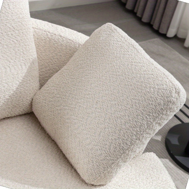 Extra Large 360° Swivel Chair - Cozy Club Style with 3 Pillows, Beige Fabric, Round Design for Living Room, Lounge, or Hotel Use, 40.2D X 42.1W X 34.3H Inch,