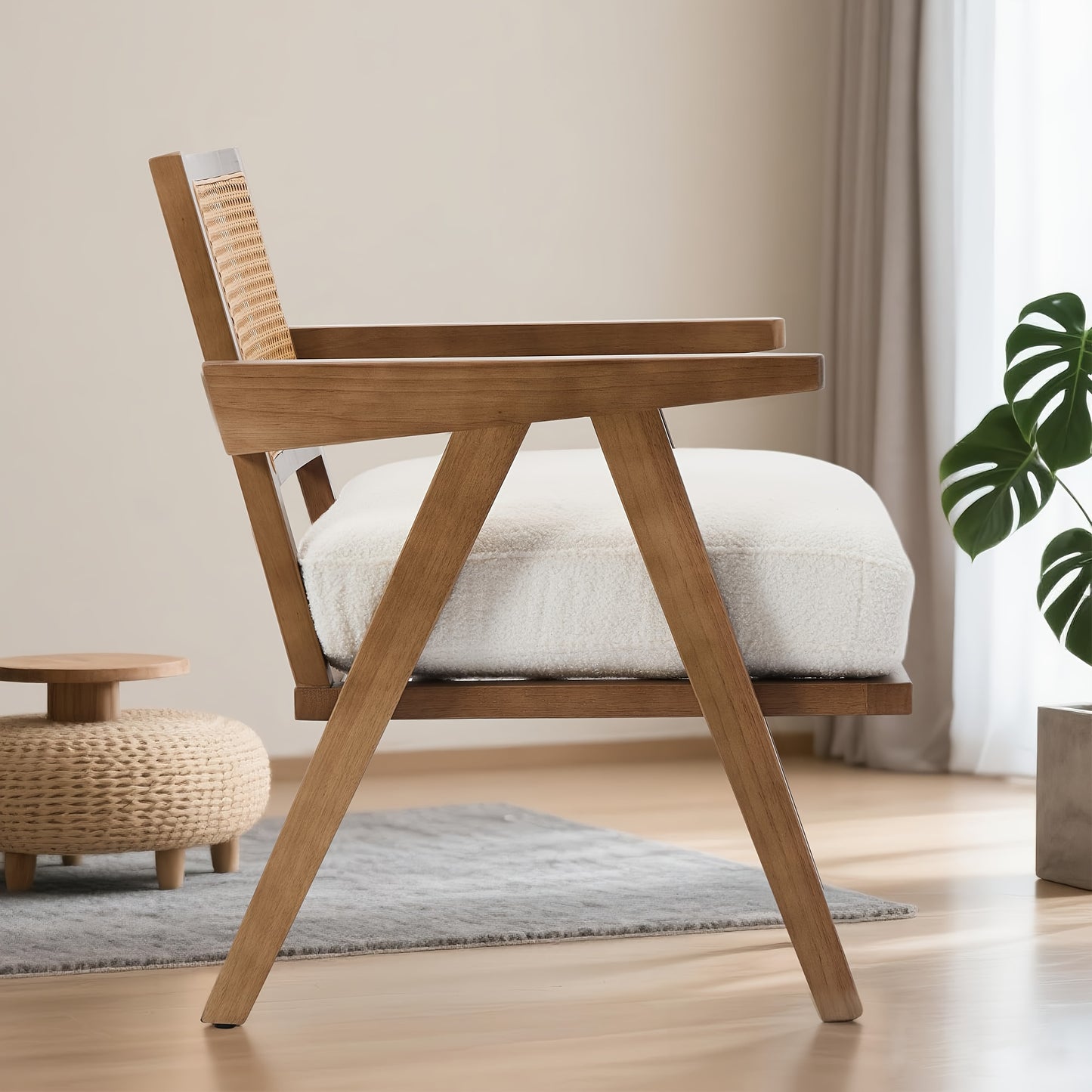Mid-Century Modern Accent Chair - Heavy-Duty Living Room, Office, or Bedroom Chair with Sturdy Wood Legs, Easy Assembly, No Electrical Needed