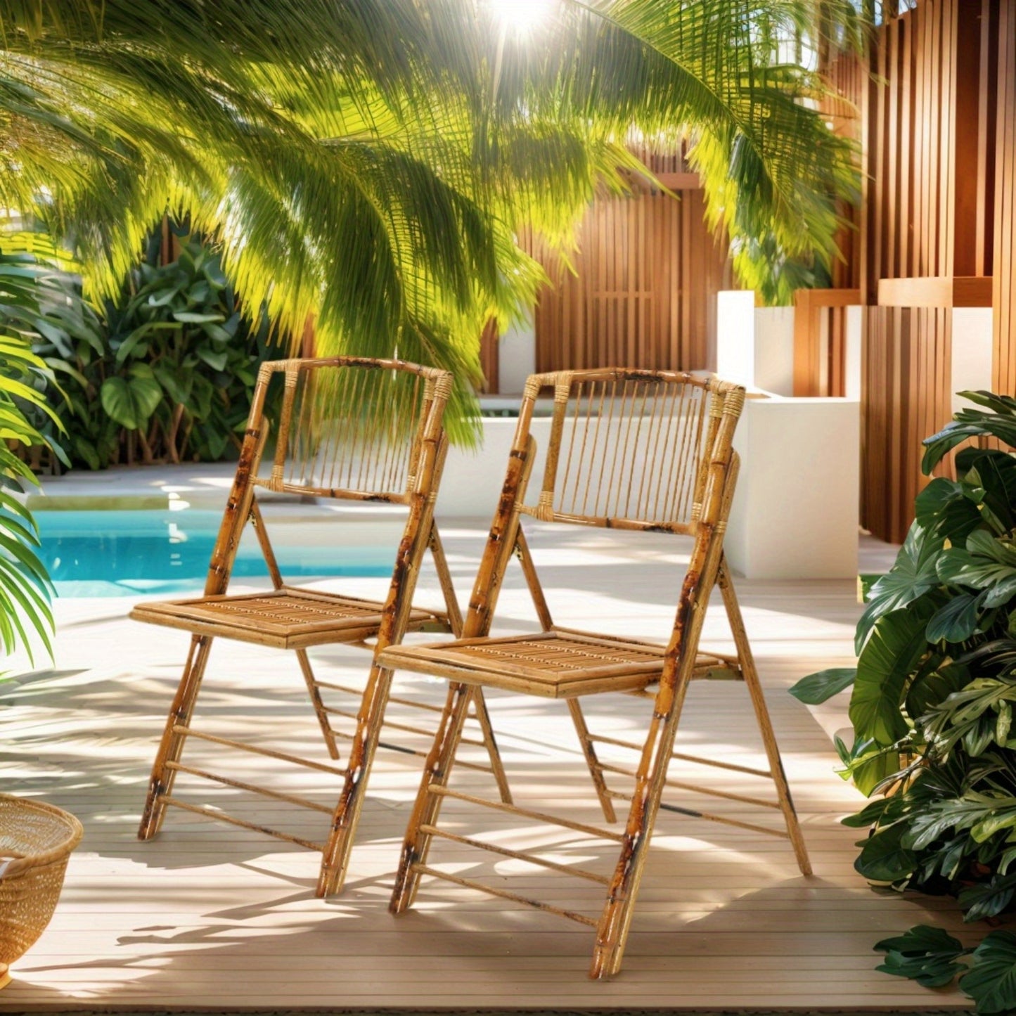 Bonnlo Bamboo Folding Chairs 1\u002F 2\u002F 4 Pack Foldable Dining Wood Chairs for Outdoor Indoor Garden Patio Lawn Porch Wedding Party Event Banquet