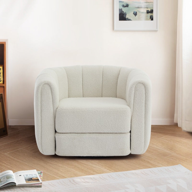 Modern Swivel Barrel Chair - Ergonomic Office & Living Room Armchair with 360-Degree Rotation, Sturdy Metal Base, Compact Space-Saving Design