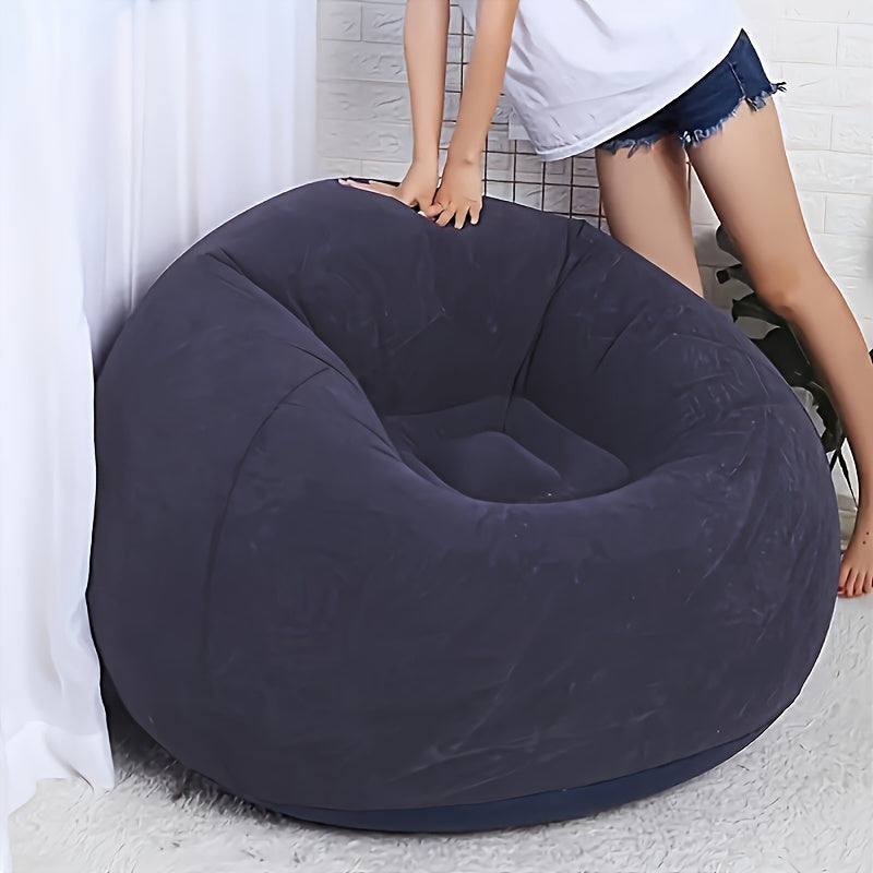 1pc Soybean Bag Chair, Inflatable Sofa Chair, Soft, Comfortable, Outdoor, Lazy Seat, Tatami Chair, Sofa Cover, Lazy Sofa, Circular Single Sofa, Living Room,