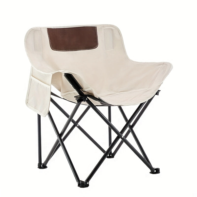 SUNCOJIA Portable Folding Camping Chair, Steel Frame with Oxford Fabric Cover, Backrest Moon Chair for Fishing, Hiking, and Travel, Compact and Durable Design,
