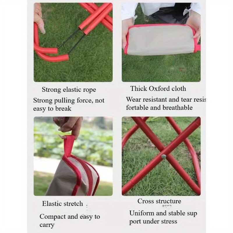 Lightweight Portable Folding Chair - Compact Travel Seat with Iron Alloy Frame, 3-Step Swivel Design for Outdoor Camping, Picnic, and Fishing Enthusiasts,