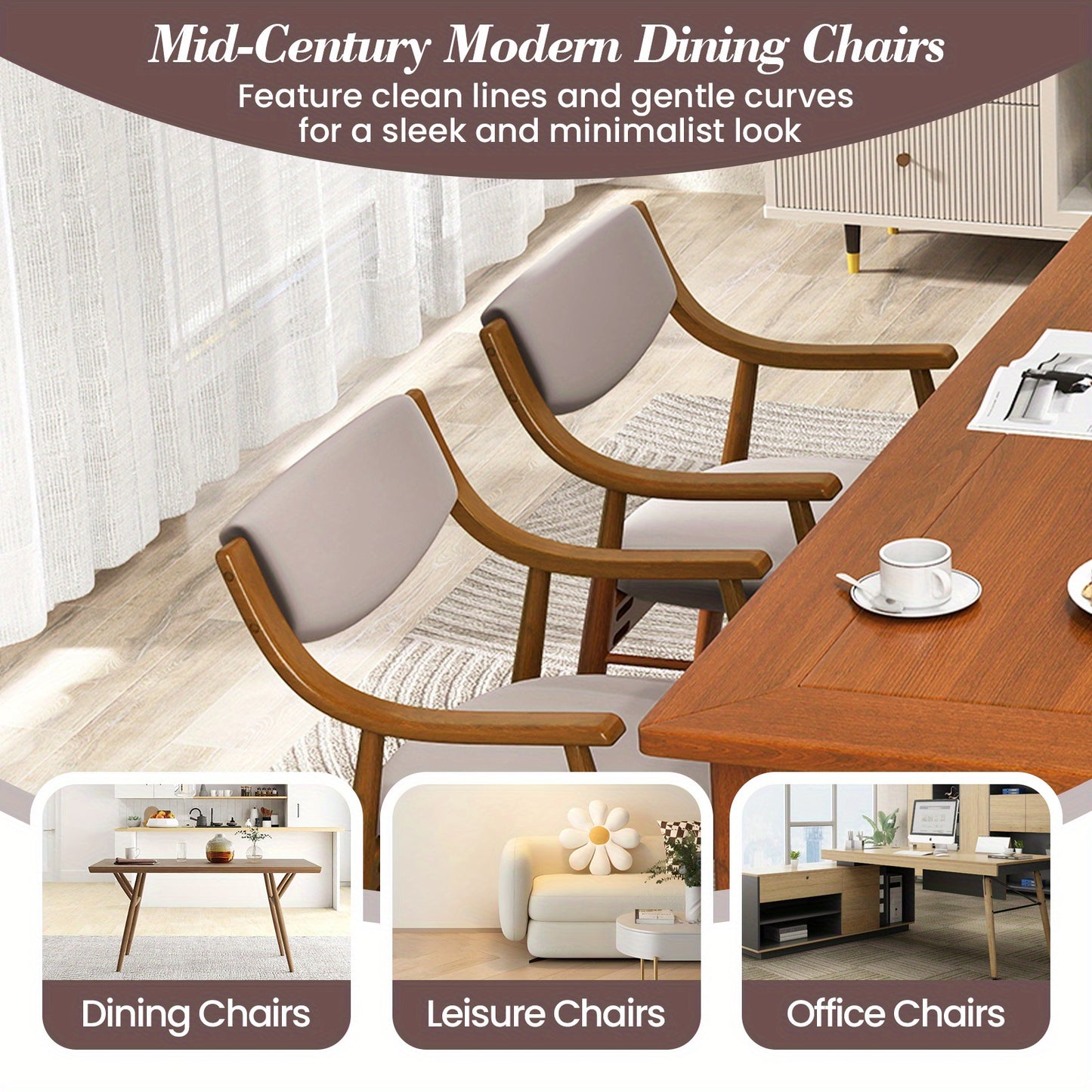 LIFEZEAL Velvet Dining Chair Set of 2 w\u002FPadded Seat & Back Armrests Rubber Wood Frame