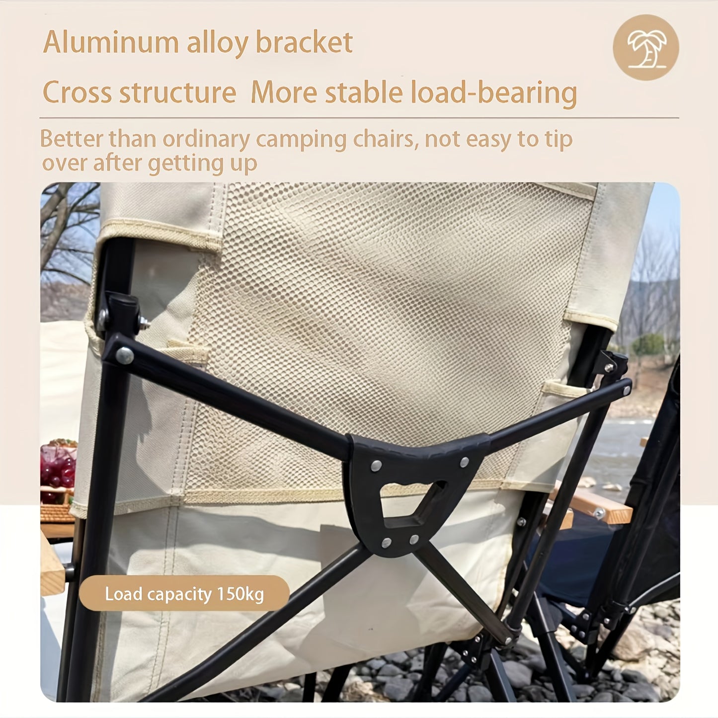 Portable Folding Camping Chair with Armrests - Lightweight Outdoor Beach & Picnic Chair, Ergonomic Design, Durable Black Frame & Orange Accents,