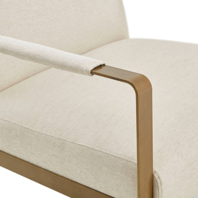 2025 Accent Chair - Modern Minimalist Design with Golden Accents, Elegant White Fabric & Metal Frame, Perfect for Living Room or Office Decor, No Assembly Required,