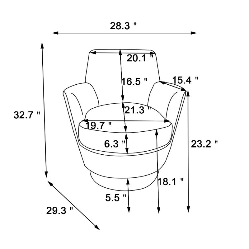 Teddy 360° Swivel Barrel Accent Chair - Plush Round Reading Armchair with Golden Stainless Steel Base, Ivory Upholstery, No Assembly Required for Living Room & Bedroom