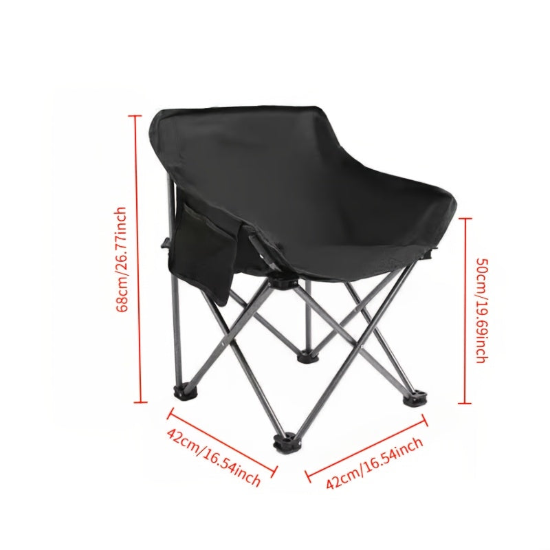 Foldable Black Outdoor Camping Chair with Thickened Oxford Fabric and Sturdy Steel Frame, Lightweight Anti-Slip Design, Suitable for Camping, Lakeside Fishing, Hiking,