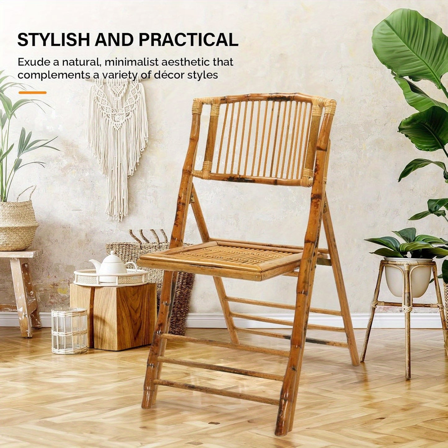 Bonnlo Bamboo Folding Chairs 1\u002F 2\u002F 4 Pack Foldable Dining Wood Chairs for Outdoor Indoor Garden Patio Lawn Porch Wedding Party Event Banquet