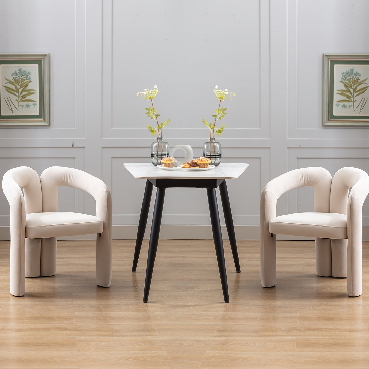 Set Of 2pcs Contemporary Designed Velvet Fabric Upholstered Accent\u002FDining Chair\u002FBarrel Side Chairs Kitchen Armchair for Living Room