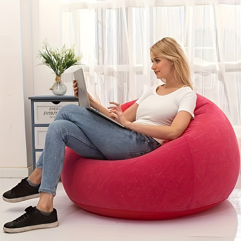 1pc Soybean Bag Chair, Inflatable Sofa Chair, Soft, Comfortable, Outdoor, Lazy Seat, Tatami Chair, Sofa Cover, Lazy Sofa, Circular Single Sofa, Living Room,